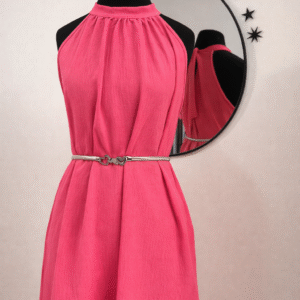Vestido CEY escote halter fucsia